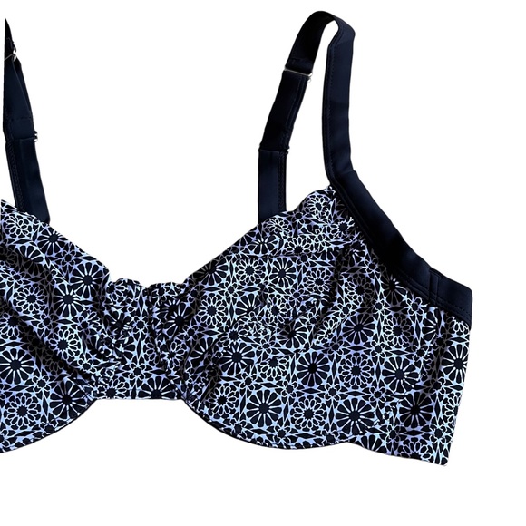 Ellos Bikini Swim Top Sz 14 Black White Boho Underwire Lined Full Coverage - Picture 2 of 8